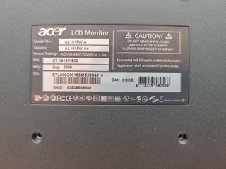 Pantalla Acer AL1916W Plata