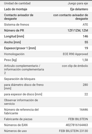 Pastillas de freno Grupo Vag,vw, audi, seat,skoda