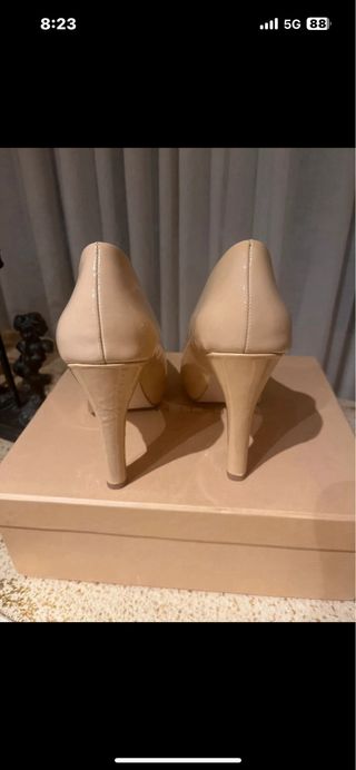 Tacones Menbur Piel Beige Peep Toe