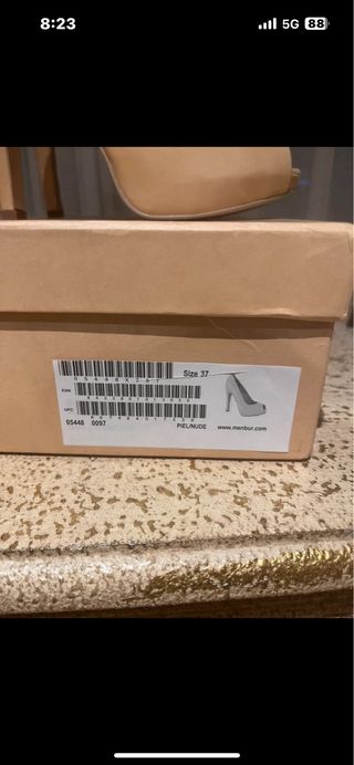 Tacones Menbur Piel Beige Peep Toe