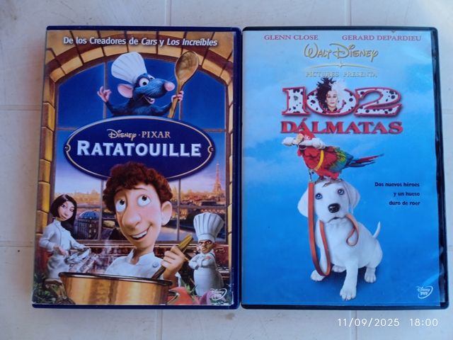 2 DVDs Disney: Ratatouille y 102 Dálmatas