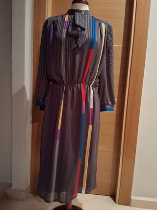 Vestido vintage rayas multicolor forrado