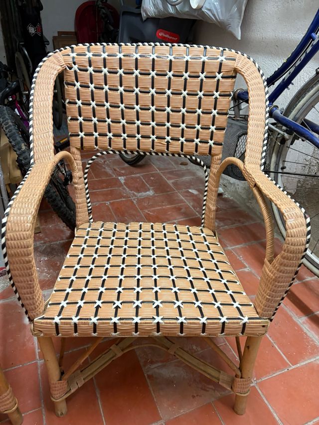 Sillas Vintage Ratán Marrón y Beige