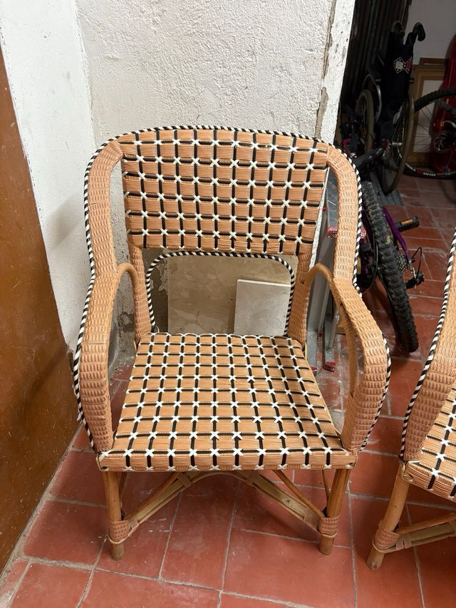 Sillas Vintage Ratán Marrón y Beige