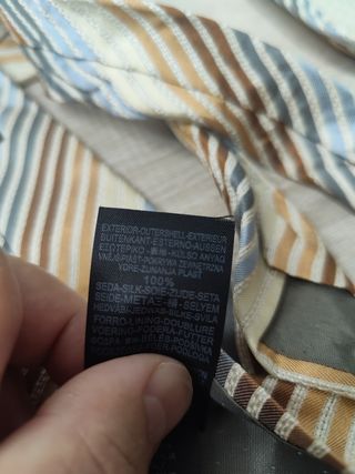 Corbata Zara de seda - Rayas Beige, Azul, Marrón,