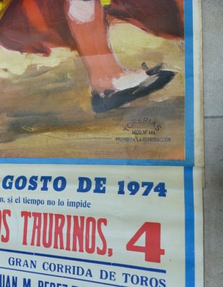 CARTEL GRANDE DE TOROS, CUENCA, año 1974, Saavedra