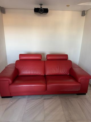 Juego Sofá y Sillones Piel Rojo