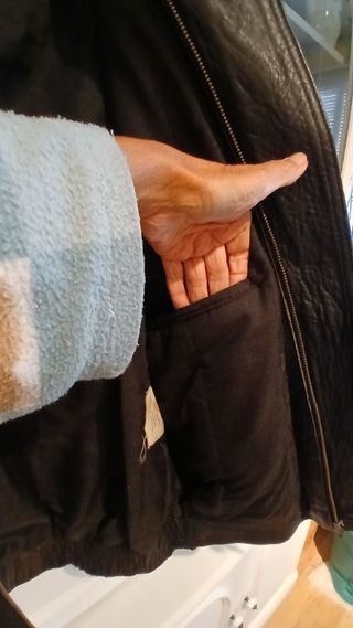 Cazadora Piel Mercapiel Talla 52. Negra