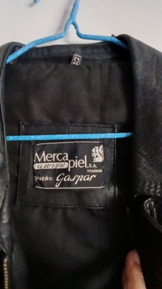 Cazadora Piel Mercapiel Talla 52. Negra