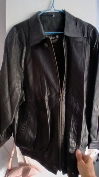 Cazadora Piel Mercapiel Talla 52. Negra