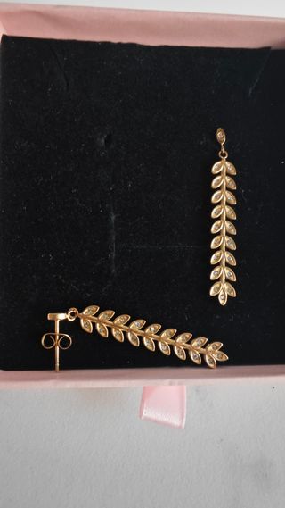 Pendientes de acero con ramas y circonitas