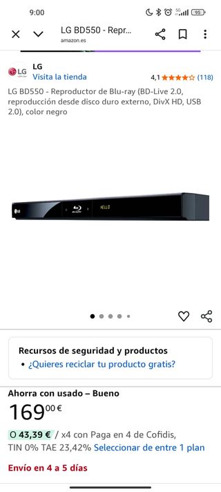 Reproductor Blu-ray LG BD550
