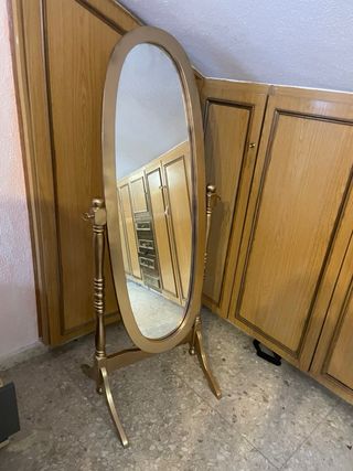 Espejo de pie vintage madera en dorado
