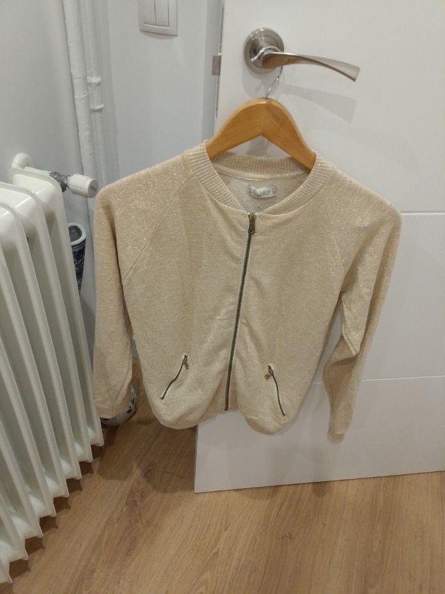 Chaqueta beige dorada mujer