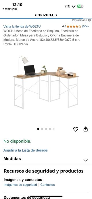 Escritorio despacho esquinero. Como nuevo 