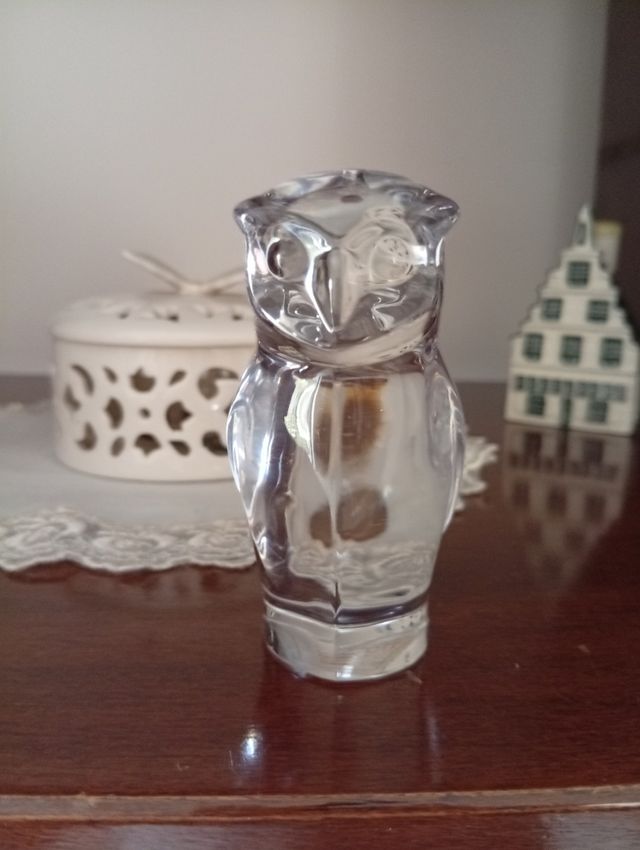 Gufo in cristallo vintage fermacarte