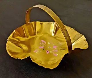 Cestino ottone centro tavola decorato