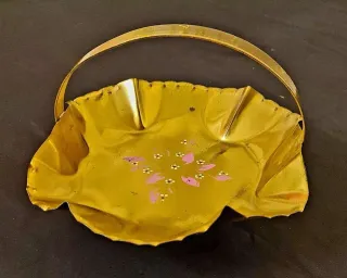 Cestino ottone centro tavola decorato