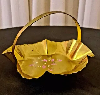 Cestino ottone centro tavola decorato