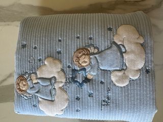 Copertina in ciniglia azzurra con angeli Thun