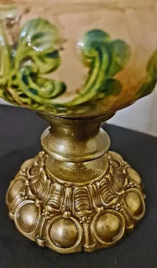 Lampada da tavolo in ottone e porcellana