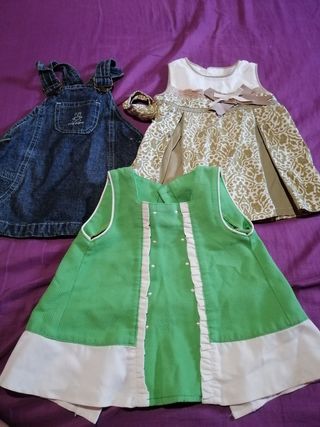 Lote de 3 vestidos infantiles, 12 meses