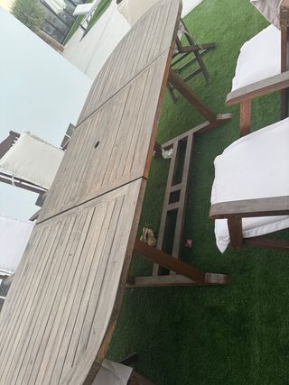 Mesa de jardín de teca con 6 sillas