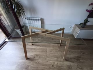 Mesa Comedor HOMCOM Cristal y Madera URGE VENTA