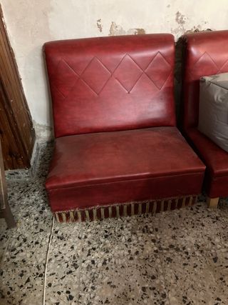 Sillón Vintage Piel Rojo