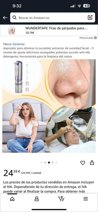 Aspirador facial eléctrico recargable