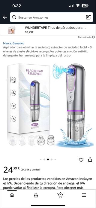 Aspirador facial eléctrico recargable