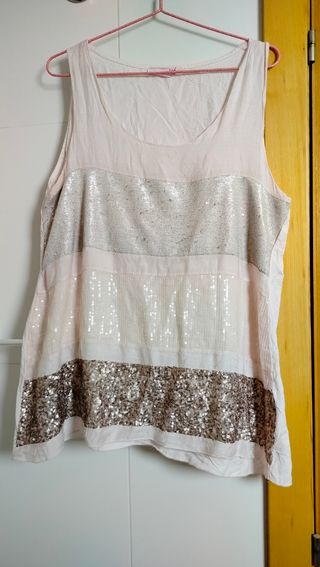Camiseta rosa lentejuelas Talla 44