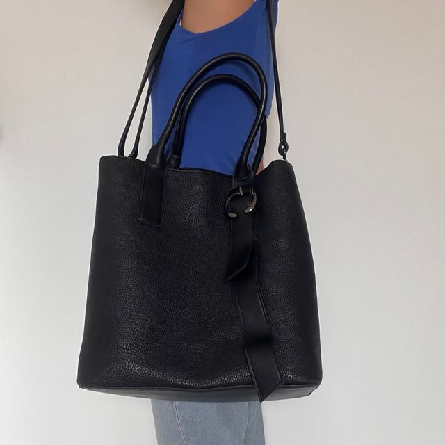 Borsa shopper pelle nera sacco grande