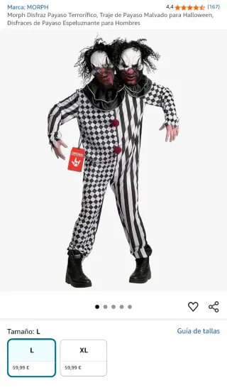 Disfraz Payaso 2 Cabezas Morph Talla L