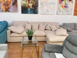 Sofá de lujo azul y gris