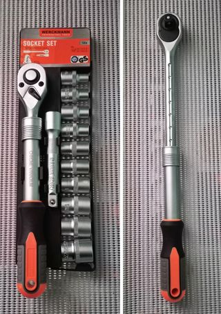 Carraca extensible 1/2" + vasos de 10 a 23mm