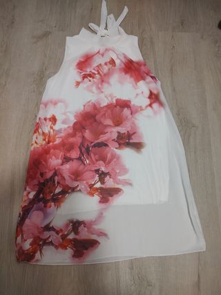 Vestido corto estampado floral forrado