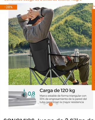 Juego de 2 Sillas de Camping Plegables Songmics