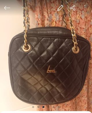 Bolso piel negro tipo Chanel