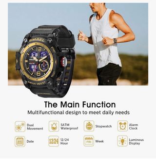 Reloj Smael Hombre Digital Sumergible Negro/Dorado