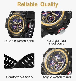 Reloj Smael Hombre Digital Sumergible Negro/Dorado