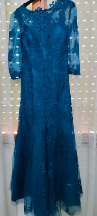 Vestido de fiesta azul verdoso