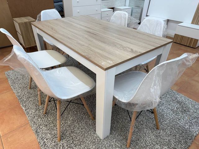 Mesa Comedor Madera y Blanca