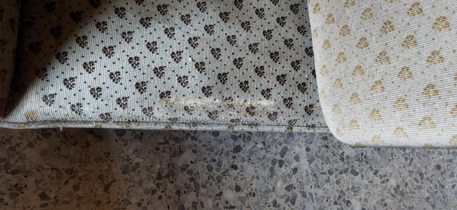 Sillón de terciopelo beige y marrón