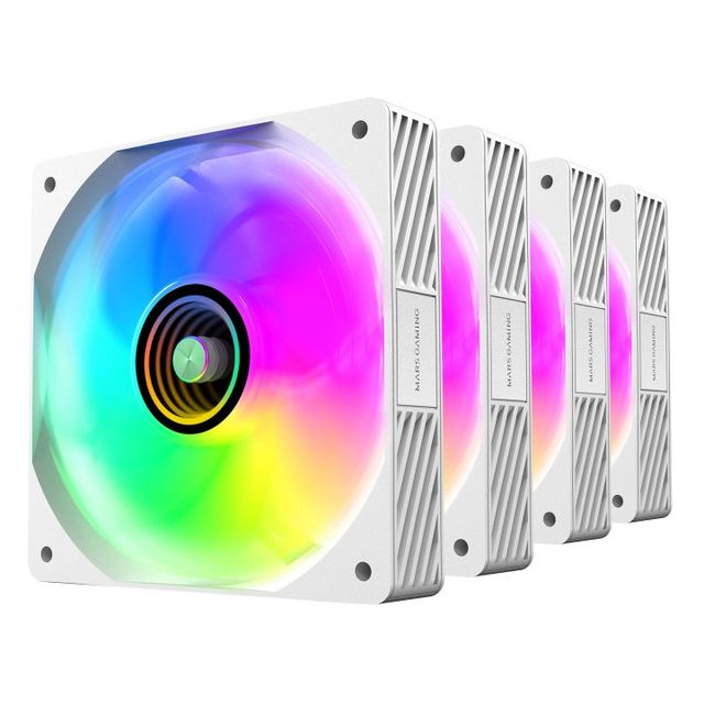 Kit 4 Ventiladores ARGB Mars Gaming blanco