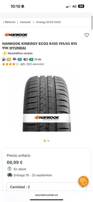 Cubiertas Hankook Kinergy Eco2 Nuevas