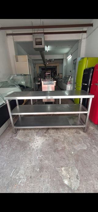 Mesa de trabajo industrial de acero inoxidable
