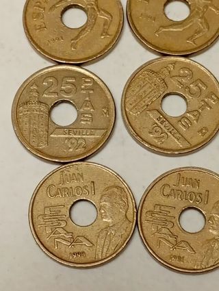 16 Monedas 25 Pesetas España 1992