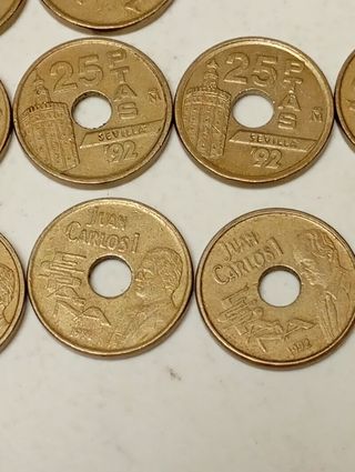 16 Monedas 25 Pesetas España 1992