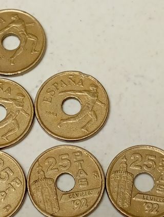 16 Monedas 25 Pesetas España 1992